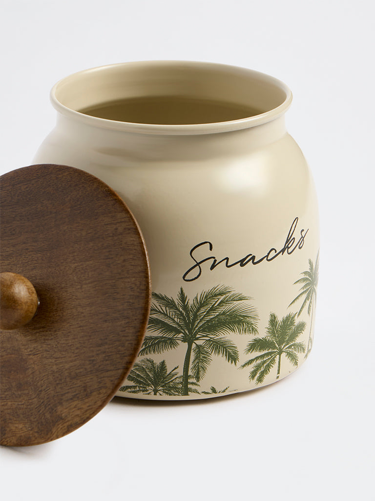 Westside Home Ivory Tropical Printed Snacks Jar with Lid