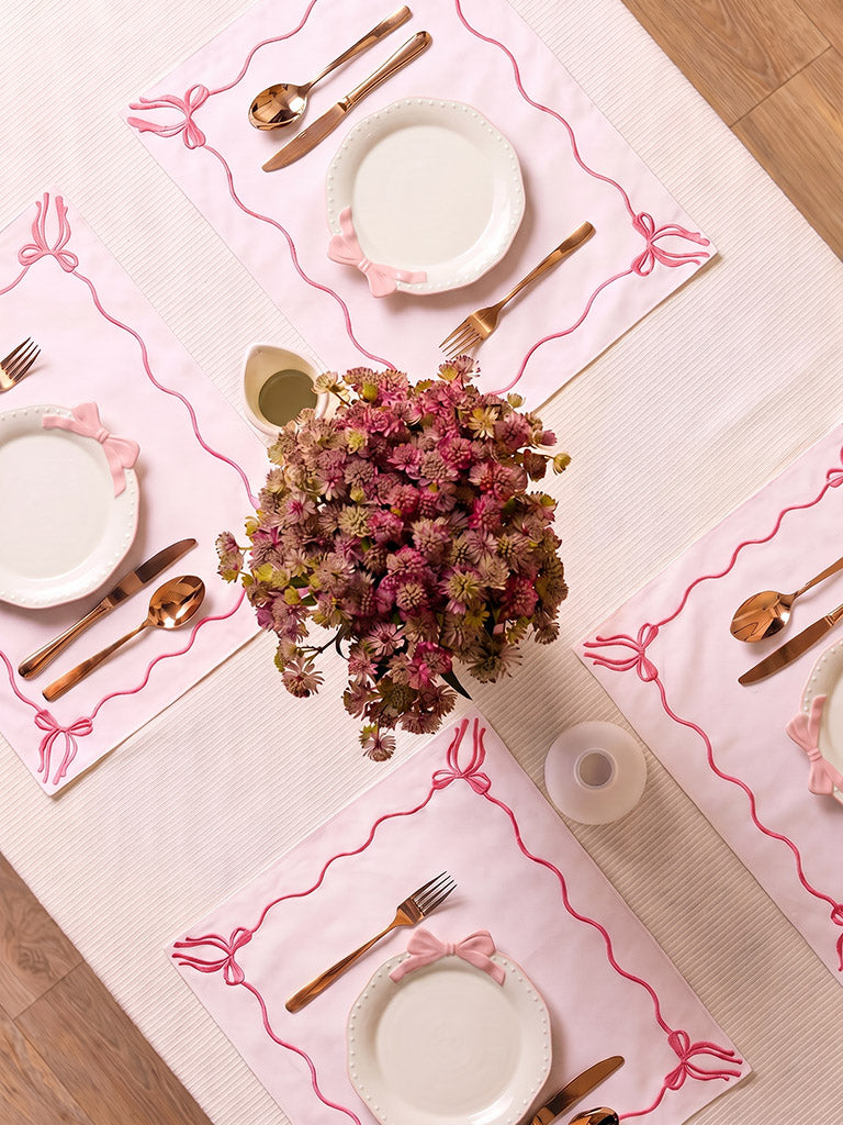 Westside Home White Bow Embroidered Placemat - Set of 4