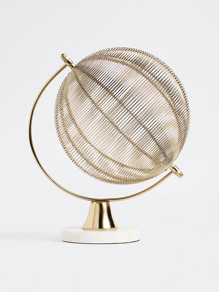 Westside Home Gold Metal Wired Globe with White Marble Base