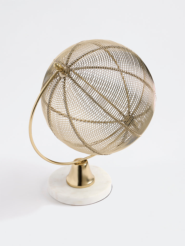Westside Home Gold Metal Wired Globe with White Marble Base