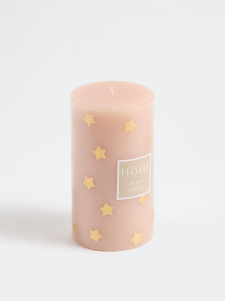 Westside Home Pink Star Design Pillar Candle