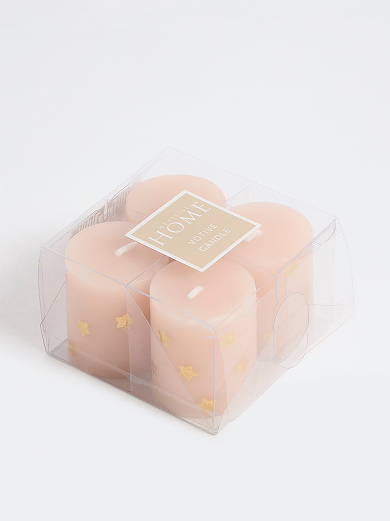 Westside Home Pink Star Design Votive Candle - Pack of 4