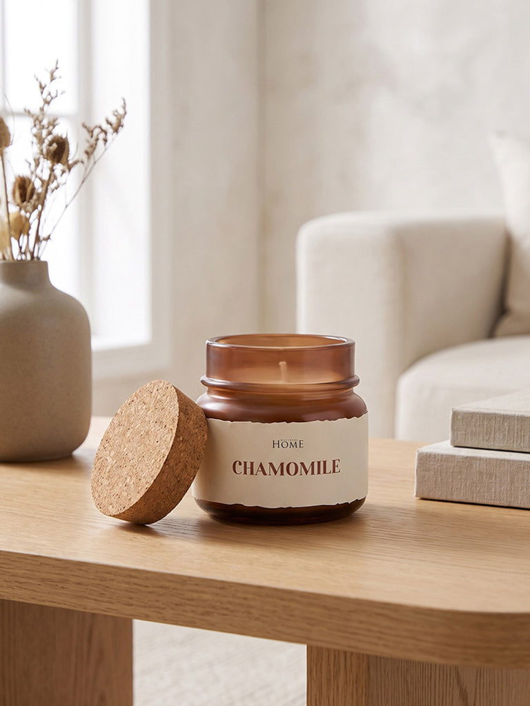 Westside Home Brown Glass Chamomile Candle Jar