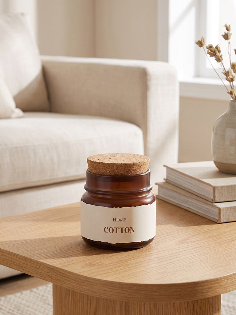 Westside Home Brown Glass Cotton Candle Jar