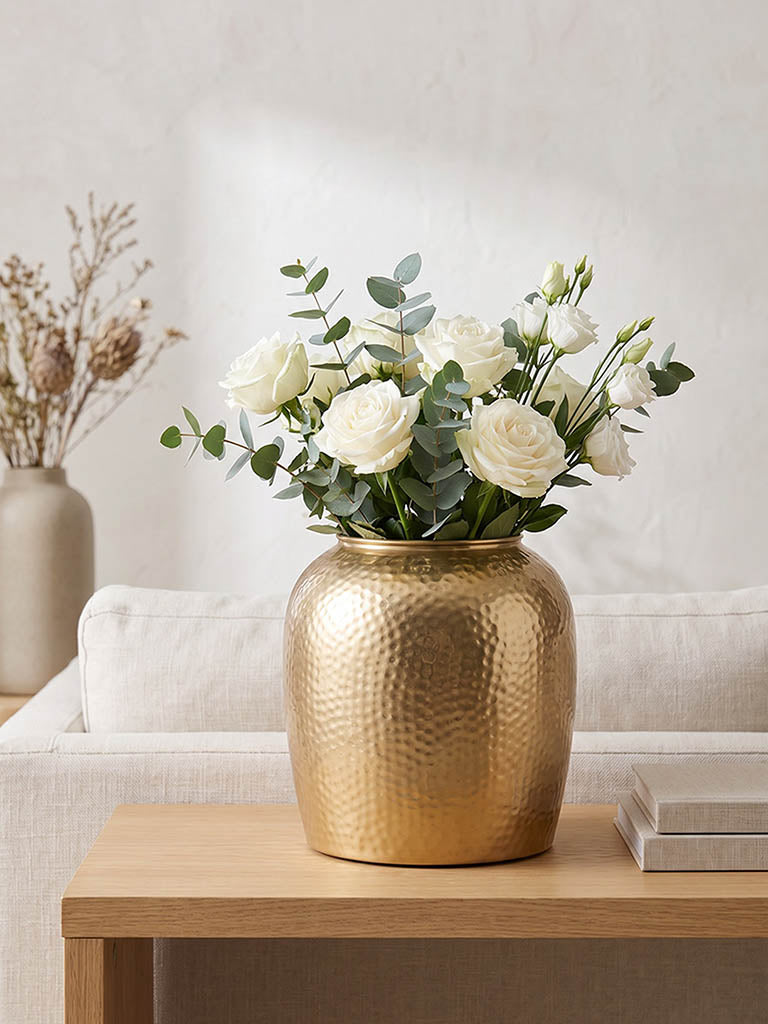 Westside Home Gold Metal Textured Urn Vase