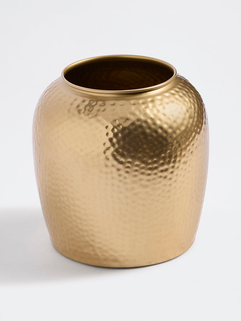 Westside Home Gold Metal Textured Urn Vase