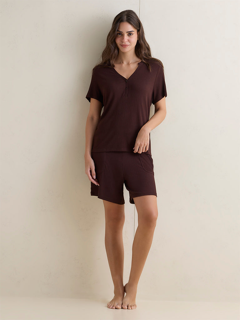 Wunderlove Brown Ribbed Top