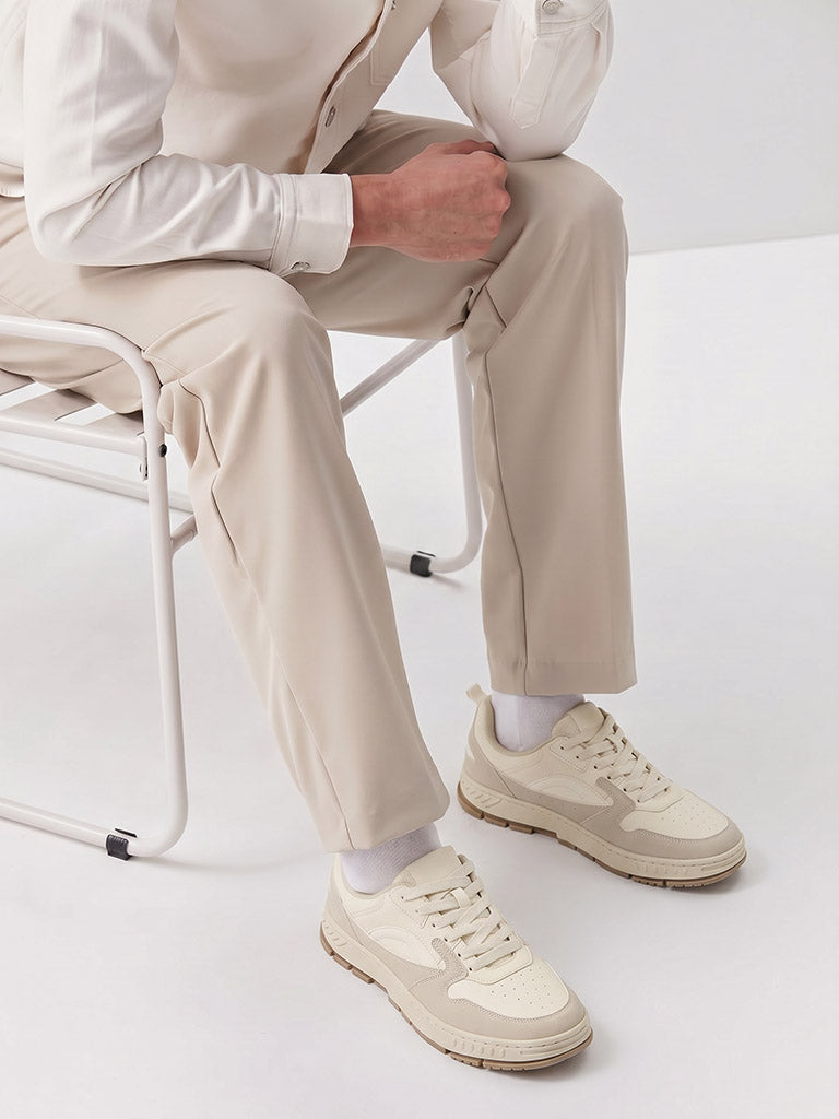 SOLEPLAY Taupe Perforated Lace-Up Sneakers