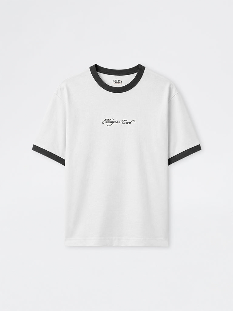 Nuoflexx Off-White Text Design Relaxed-Fit Cotton-Blend T-Shirt