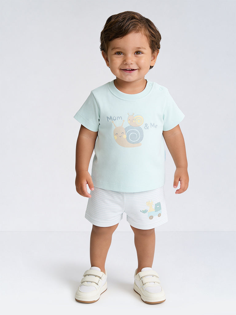 HOP Baby Boys Multicolour Printed Mid-Rise Cotton Shorts - Pack of 3