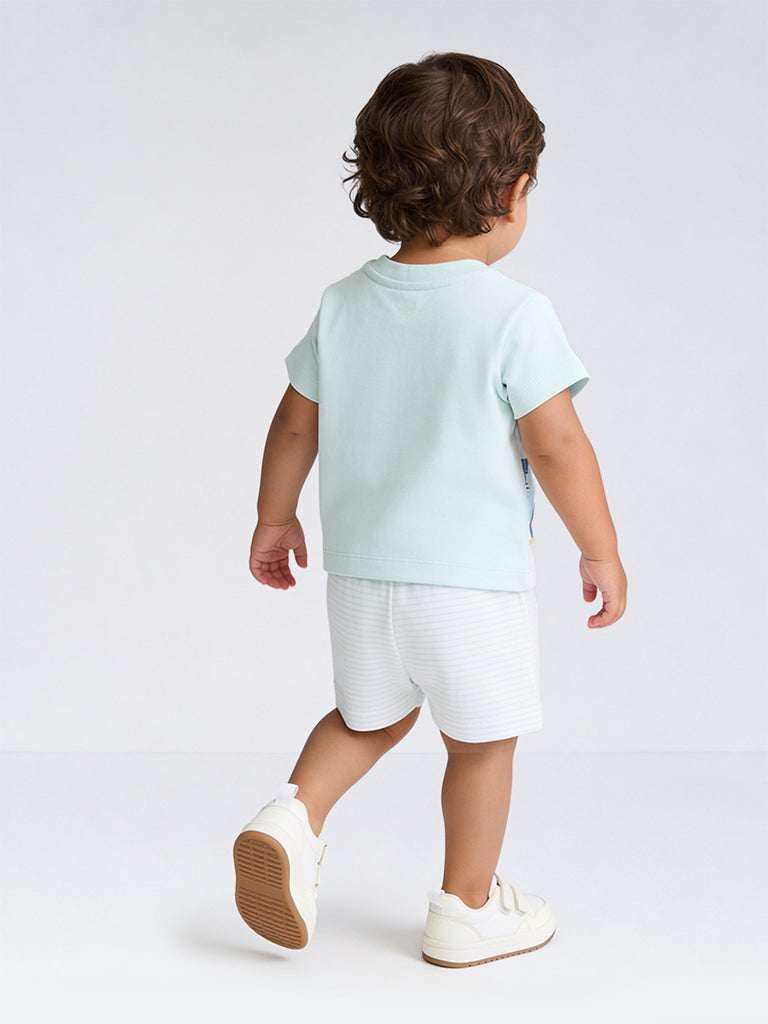 HOP Baby Boys Multicolour Printed Mid-Rise Cotton Shorts - Pack of 3