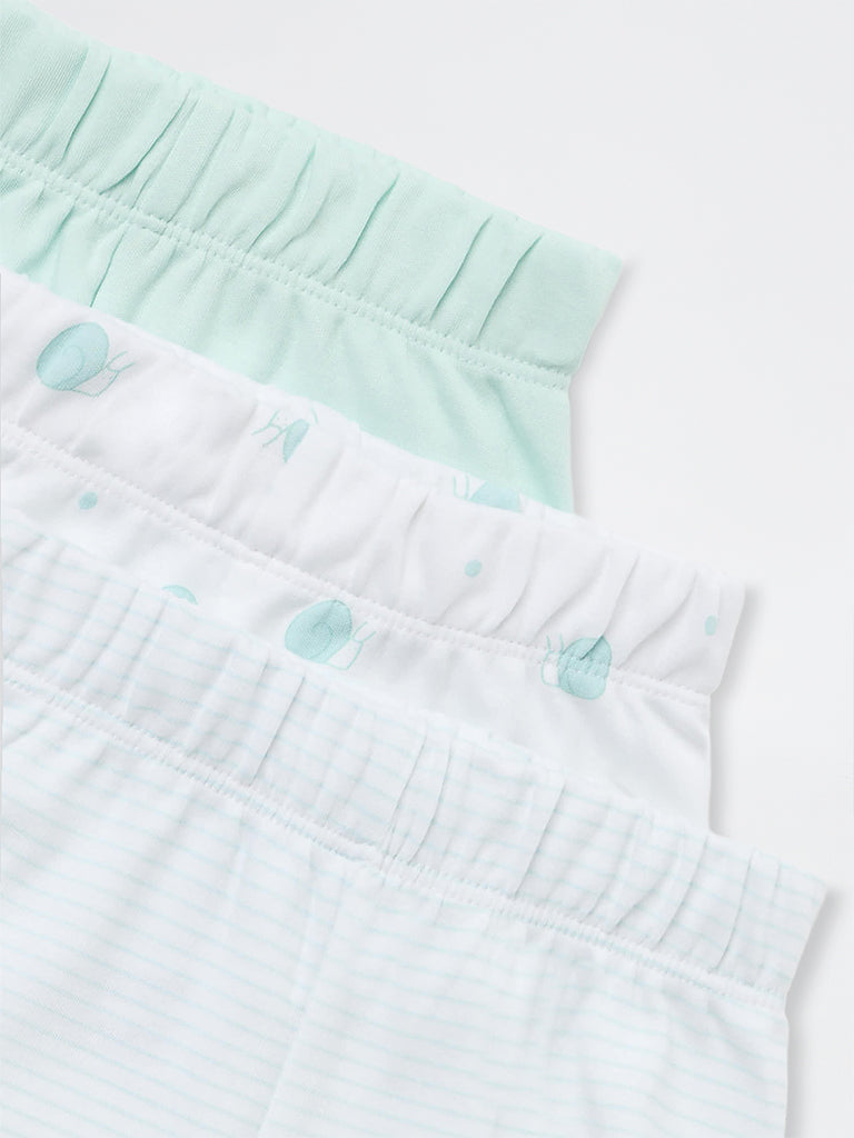 HOP Baby Boys Multicolour Printed Mid-Rise Cotton Shorts - Pack of 3