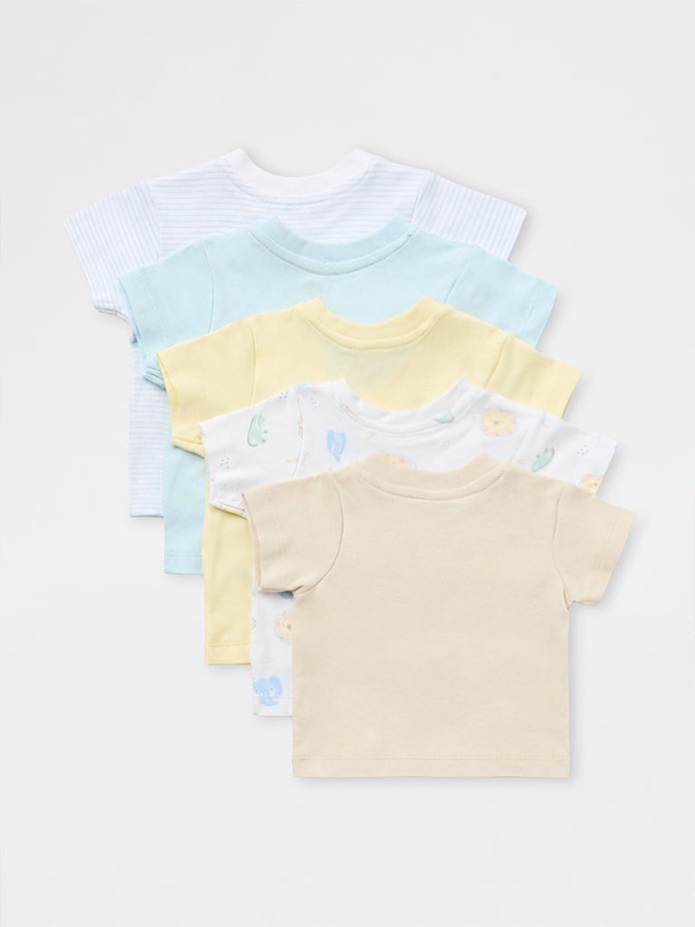 HOP Baby Boys Multicolour Printed Cotton T-Shirts - Pack of 5