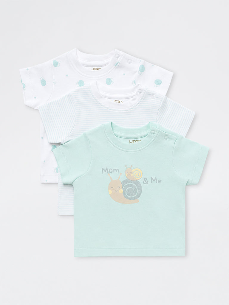 HOP Baby Boys Multicolour Printed Cotton T-Shirts - Pack of 3