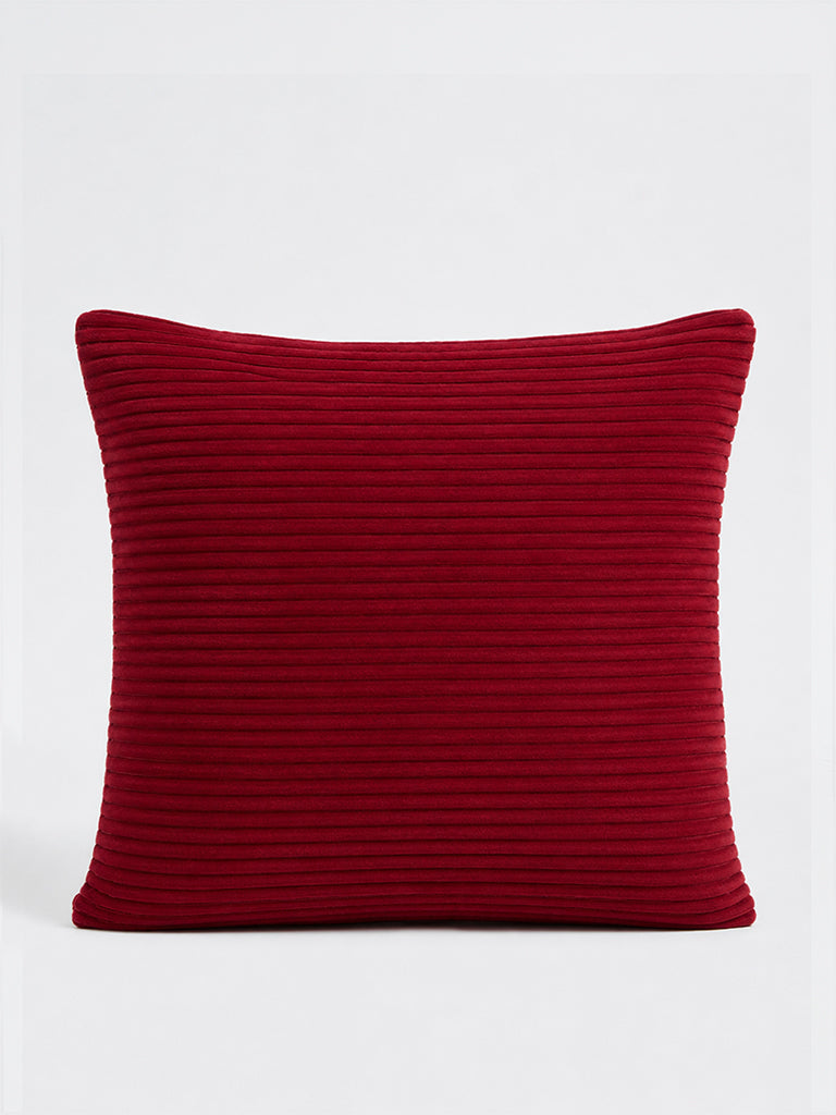 Westside Home Red Pleated Velvet Cushion Cover