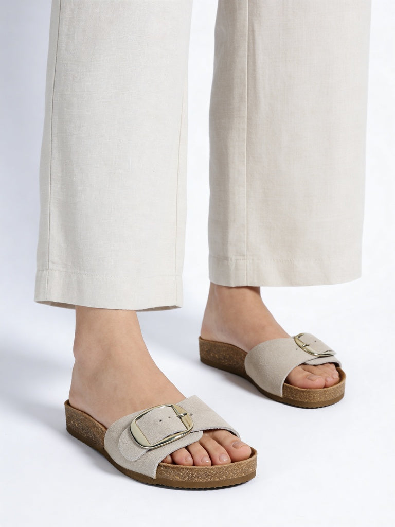 LUNA BLU Ivory Buckle Strap Sandals
