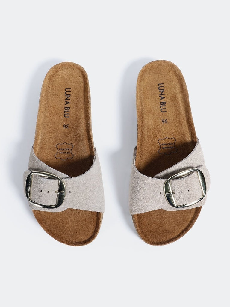LUNA BLU Ivory Buckle Strap Sandals