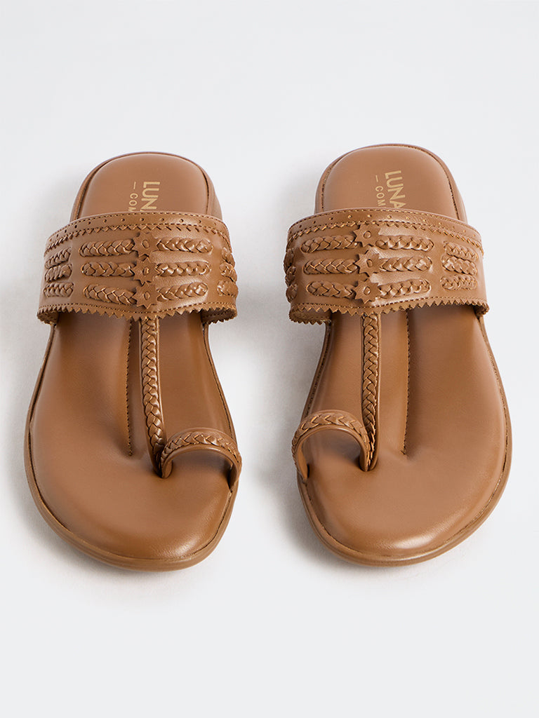 LUNA BLU Tan Kolhapuri Comfort Sandals