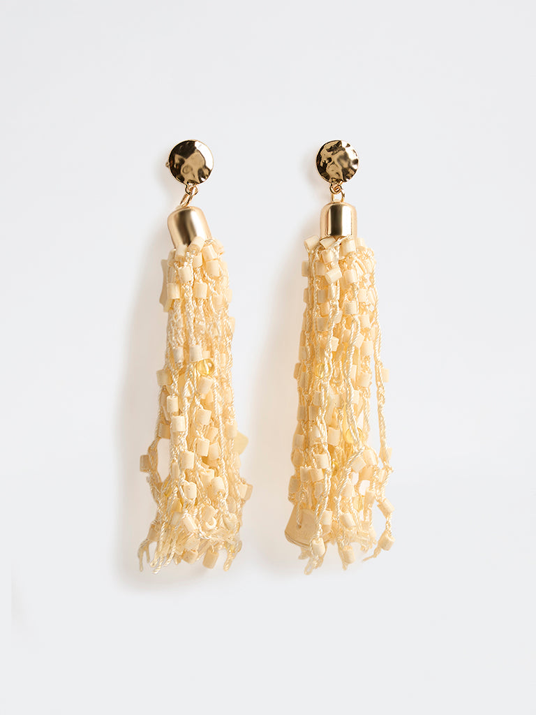 Westside Accessories Cream Statement Tassel Earrings