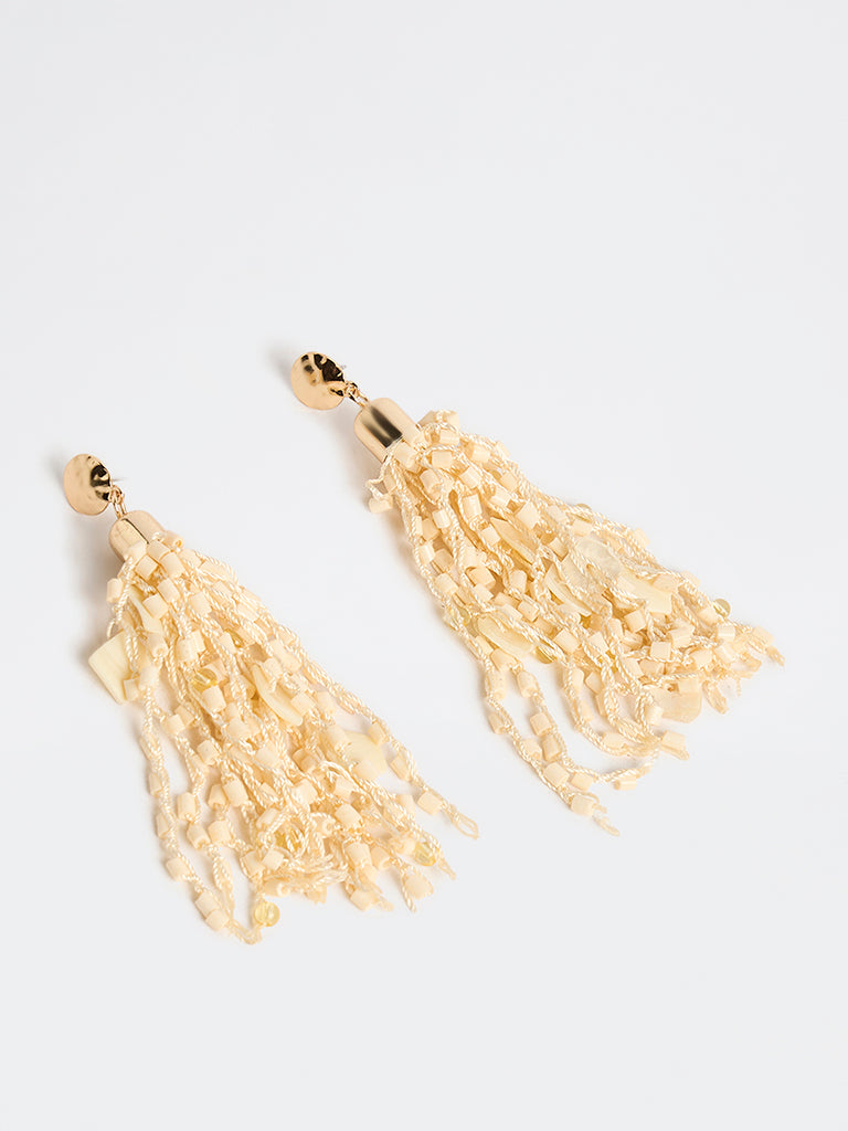 Westside Accessories Cream Statement Tassel Earrings