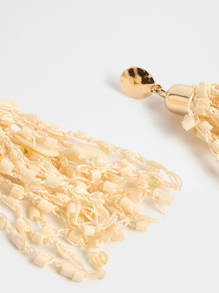 Westside Accessories Cream Statement Tassel Earrings