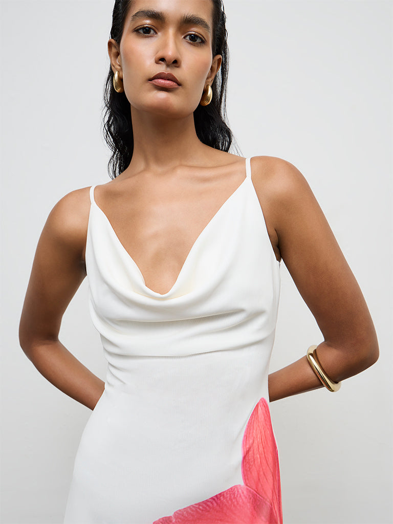 Wardrobe Off-White Floral Printed A-Line Dress