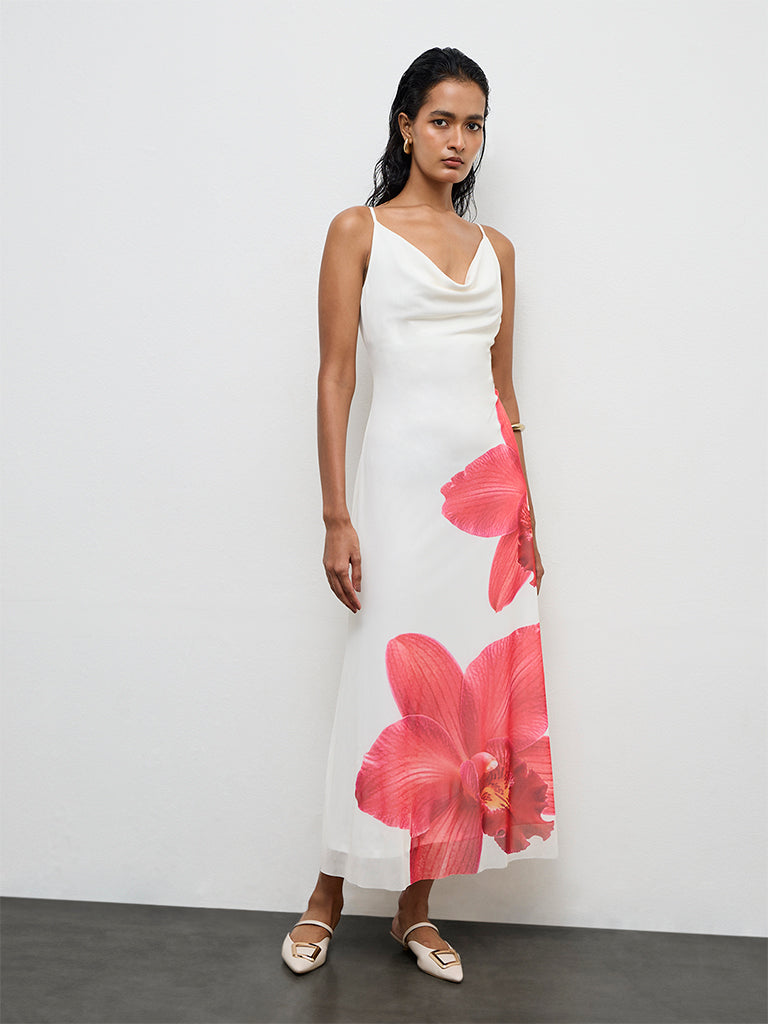 Wardrobe Off-White Floral Printed A-Line Dress