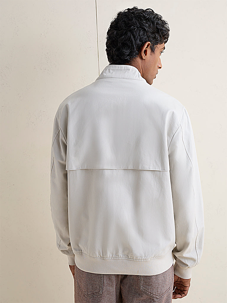 WES Casuals Off-White Relaxed-Fit Cotton Jacket