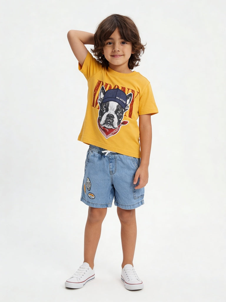 HOP Kids Boys Light Blue Regular Fit Denim Shorts