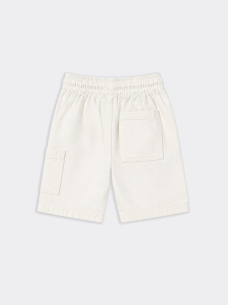 HOP Kids Boys Off-White Surf Graphic Denim Shorts