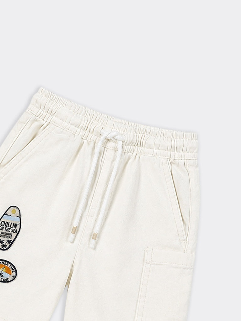 HOP Kids Boys Off-White Surf Graphic Denim Shorts