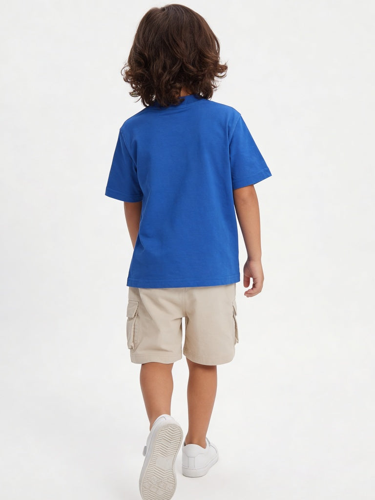 HOP Kids Boys Beige Printed Cotton Cargo Shorts