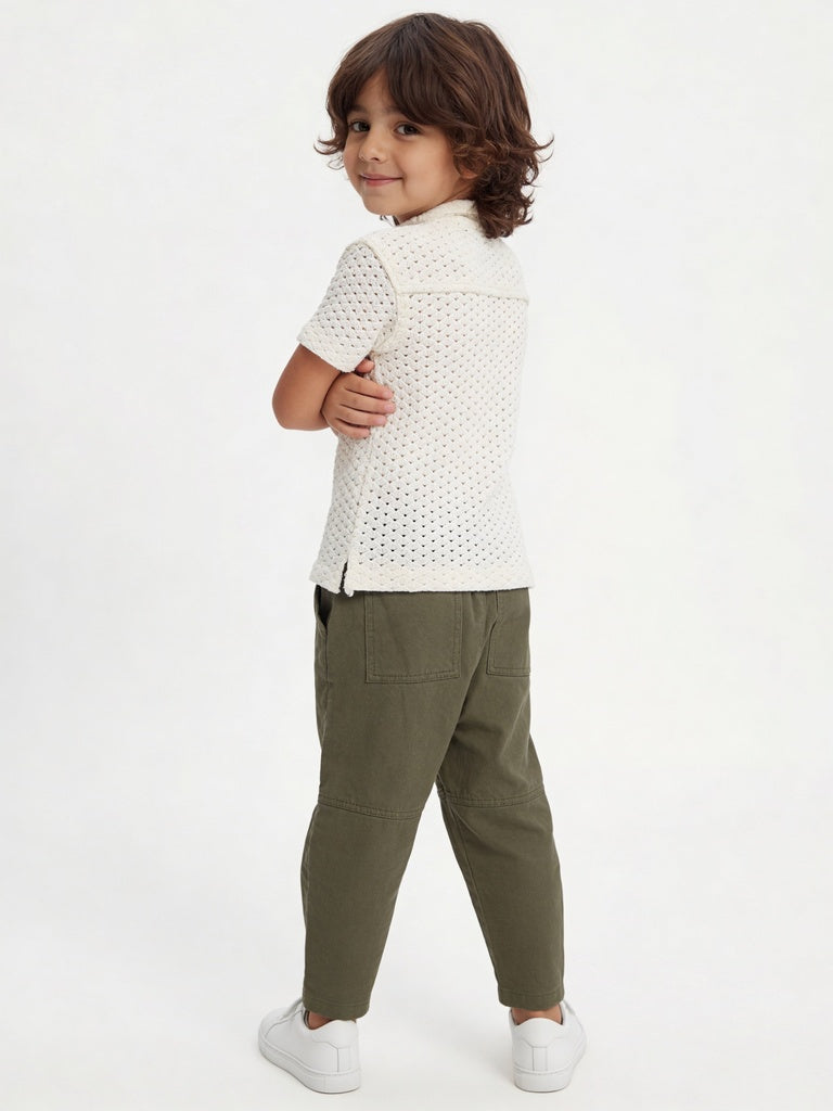 HOP Kids Boys Off-White Cotton Shirt