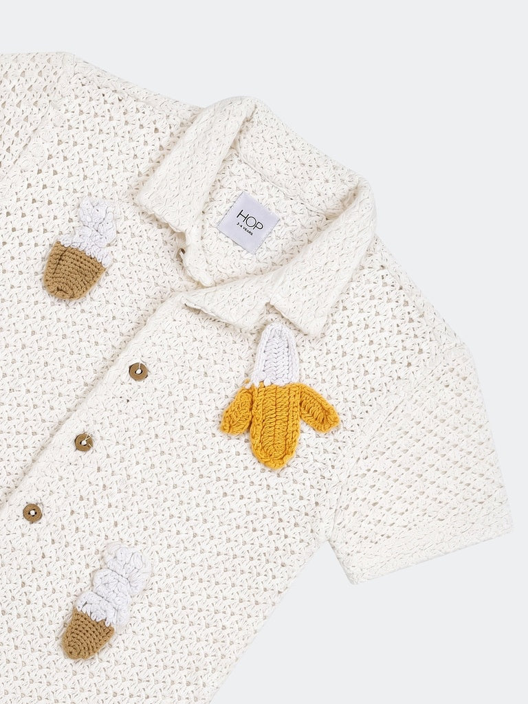 HOP Kids Boys Off-White Cotton Shirt