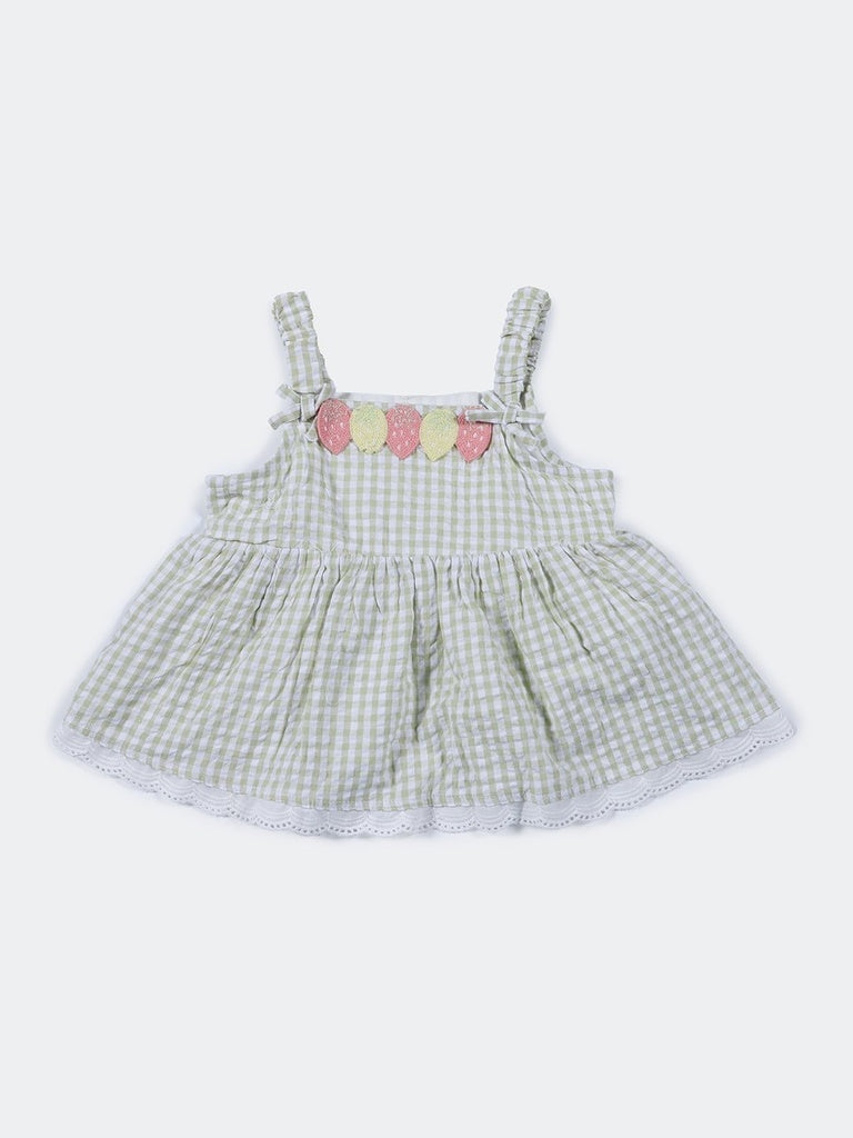 HOP Kids Girls Lime Green Applique Cotton Top