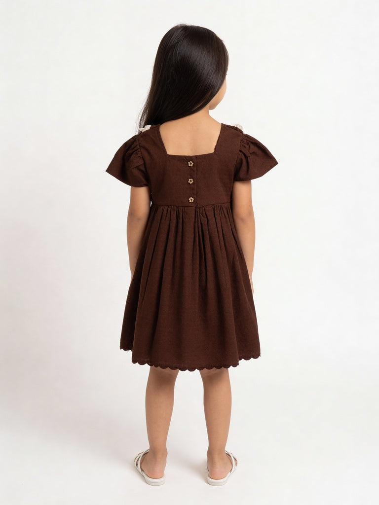 Buy HOP Kids Girls Brown Floral Bodice Cotton Fit and Flare Dress from  Westside