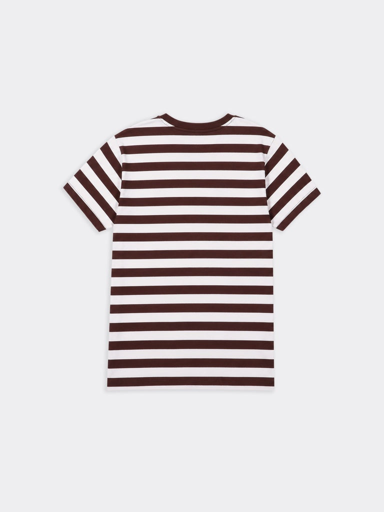 Girls Brown Striped Bear Graphic Cotton T-Shirt