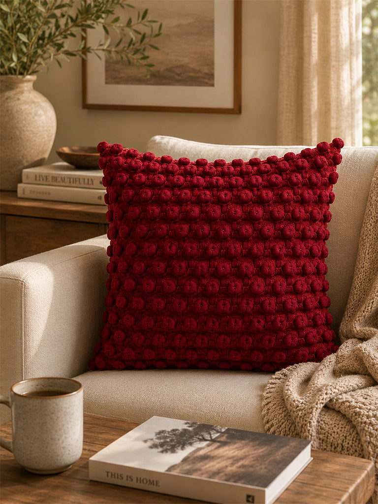 Westside Home Red Bubbles Textured Cushion Cover
