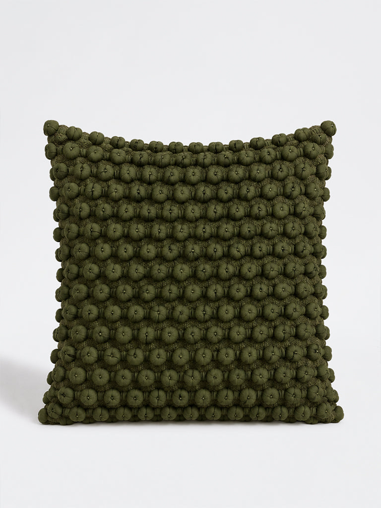 Westside Home Dark Green Bubbles Textured Cushion Cover