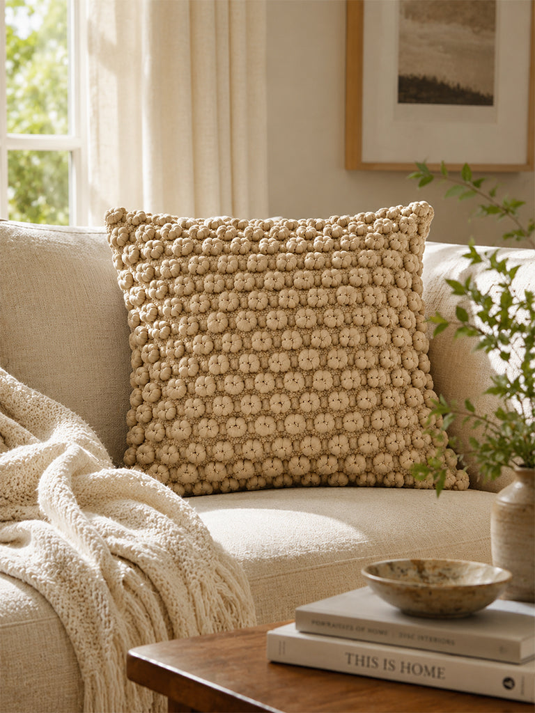 Westside Home Taupe Bubbles Textured Cushion Cover