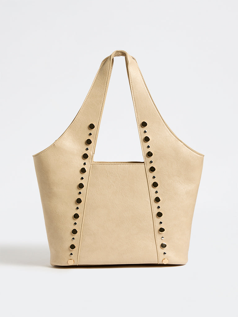 Westside Off-White Stud-Detail Tote Bag