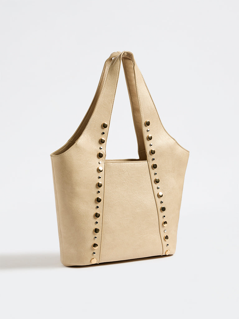 Westside Off-White Stud-Detail Tote Bag