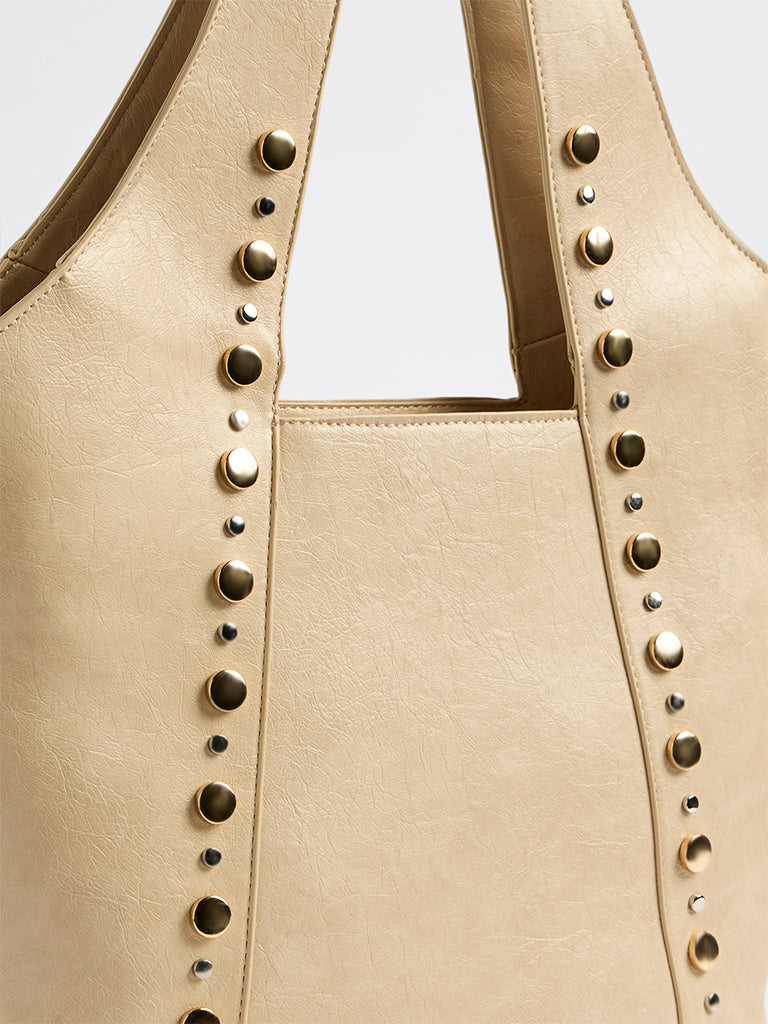 Westside Off-White Stud-Detail Tote Bag