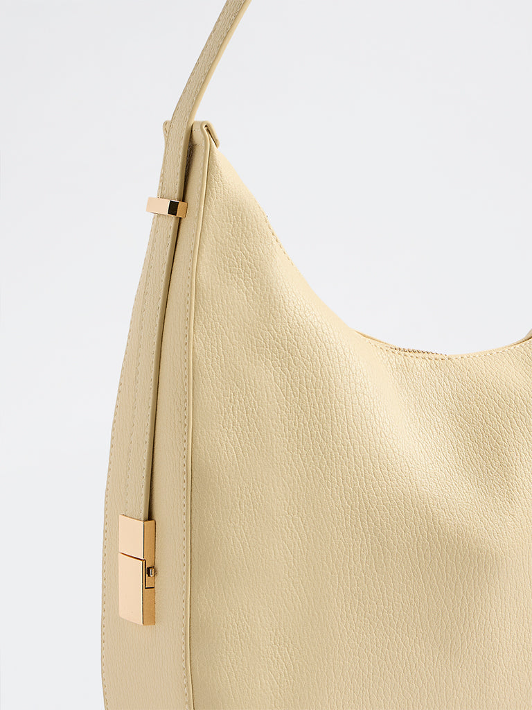 Westside Cream Textured Moon Shoulder Bag