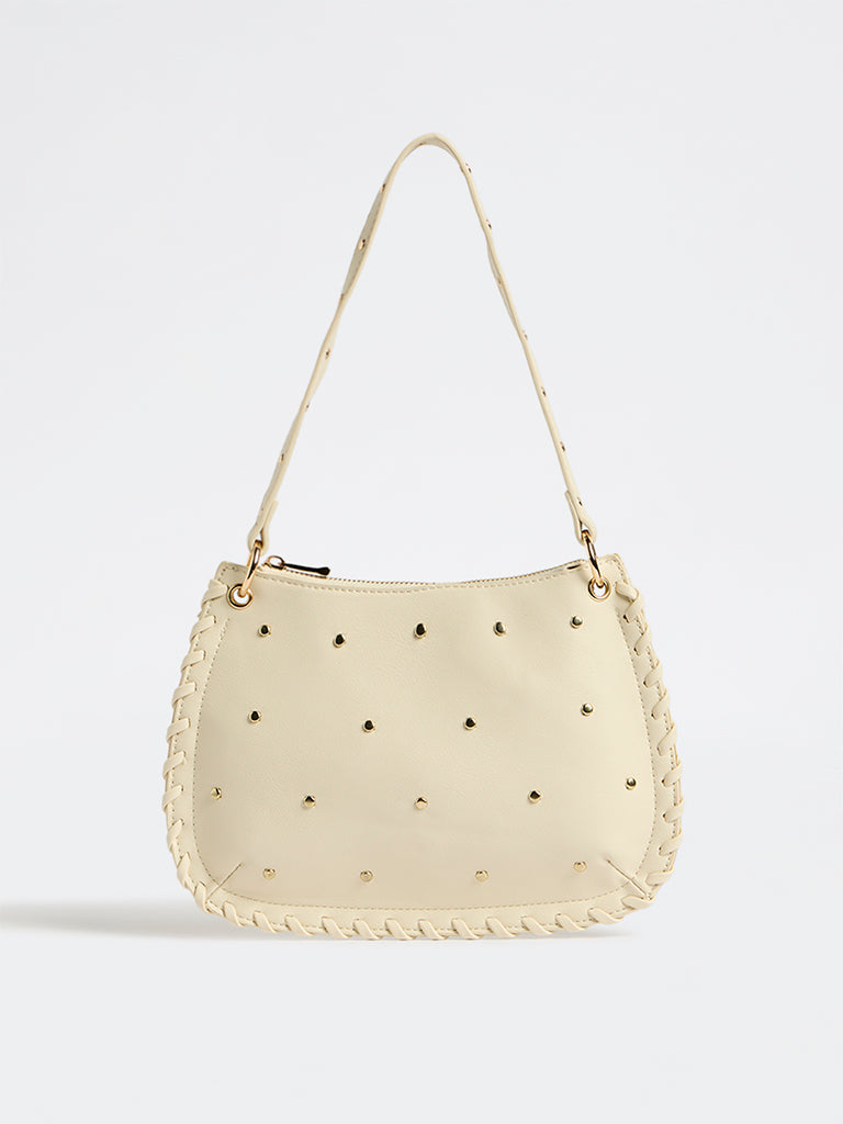 Westside Off-White Stud-Detailed Shoulder Bag