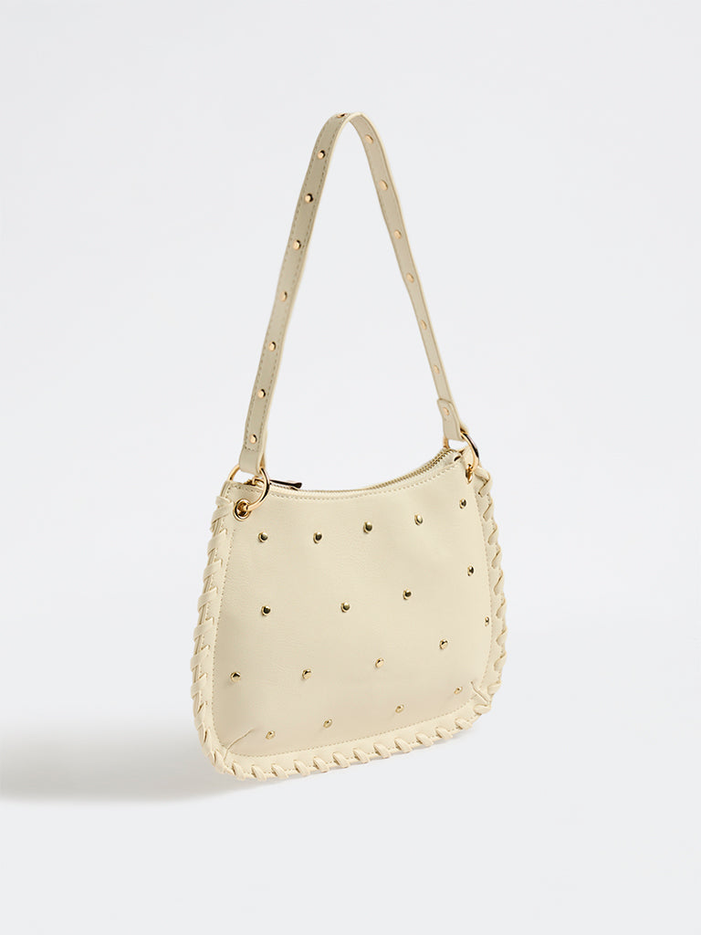 Westside Off-White Stud-Detailed Shoulder Bag