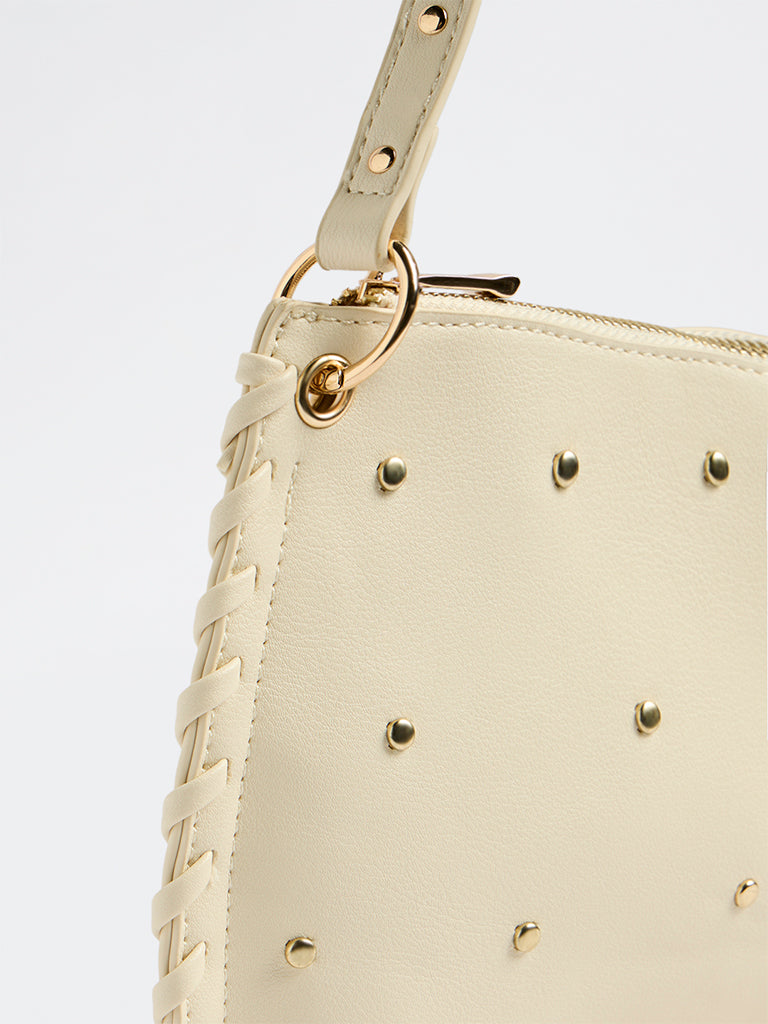 Westside Off-White Stud-Detailed Shoulder Bag