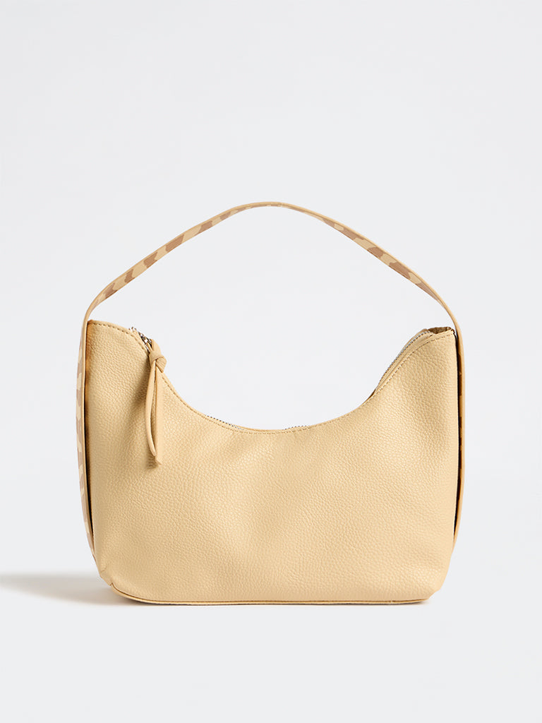 Westside Beige Textured Animal-Printed Shoulder Bag