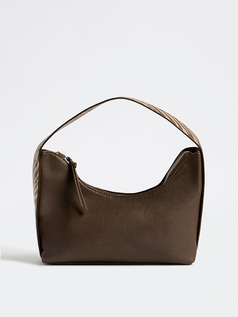 Westside Brown Textured Animal-Printed Shoulder Bag