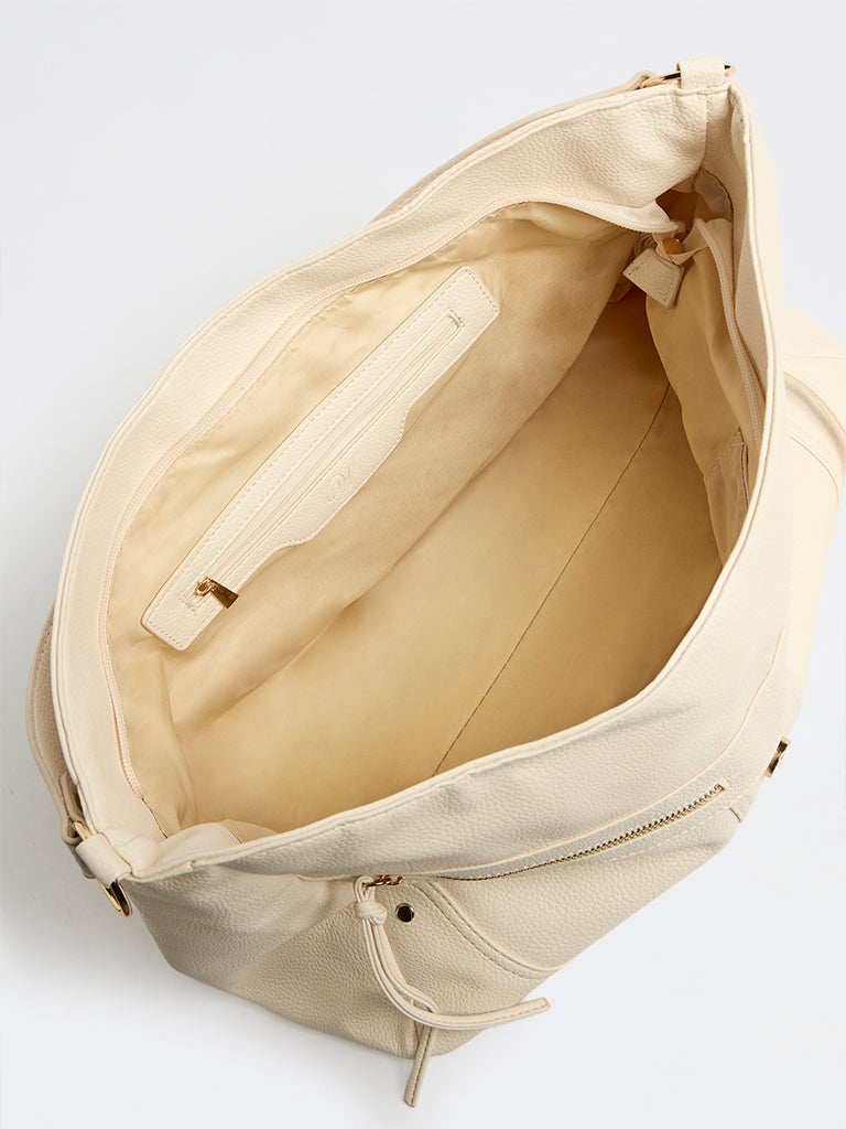 Westside Off-White Textured Slouchy Shoulder Bag